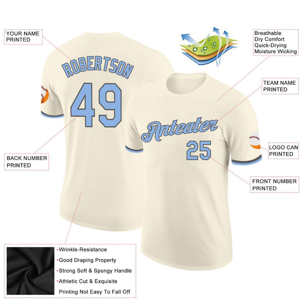 Custom Cream Light Blue-Steel Gray Performance T-Shirt alternate