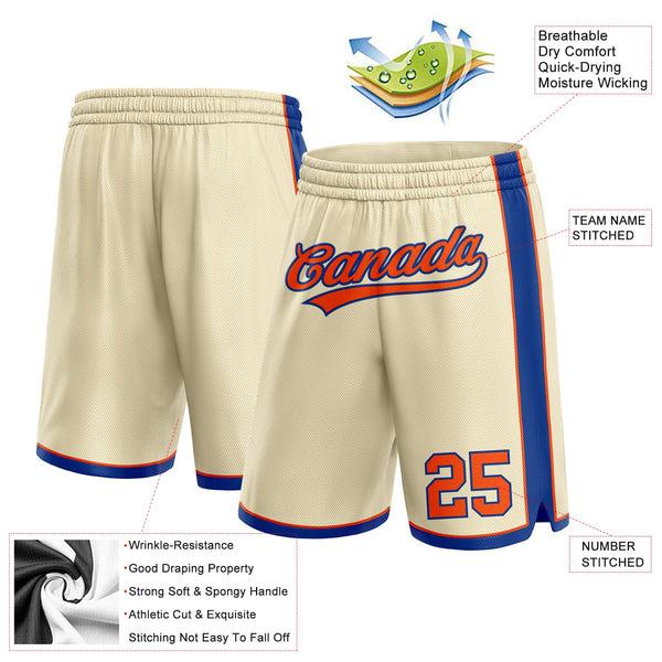 Custom Cream Orange-Royal Authentic Basketball Shorts alternate