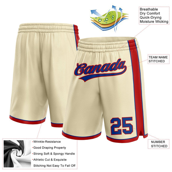Custom Cream Royal-Red Authentic Basketball Shorts alternate