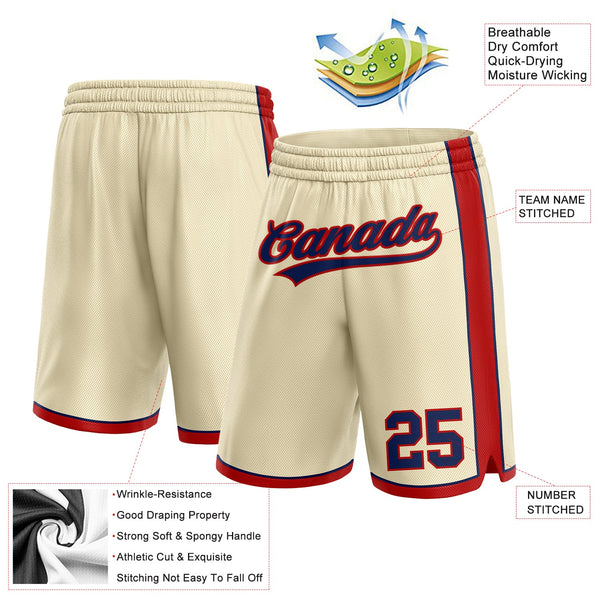 Custom Cream Navy-Red Authentic Basketball Shorts alternate