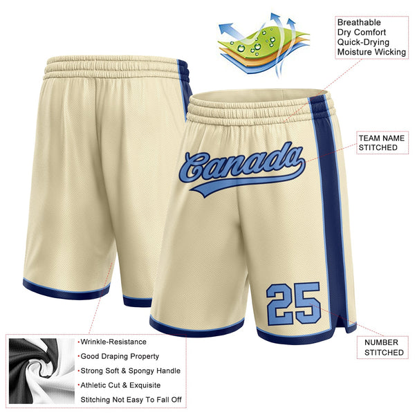 Custom Cream Light Blue-Navy Authentic Basketball Shorts alternate