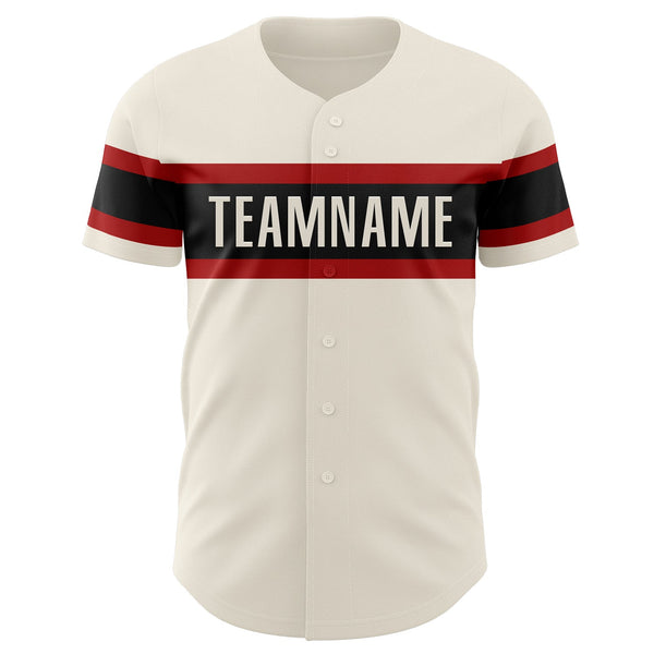 Custom Cream Vintage USA Flag Black-Red Authentic Baseball Jersey alternate