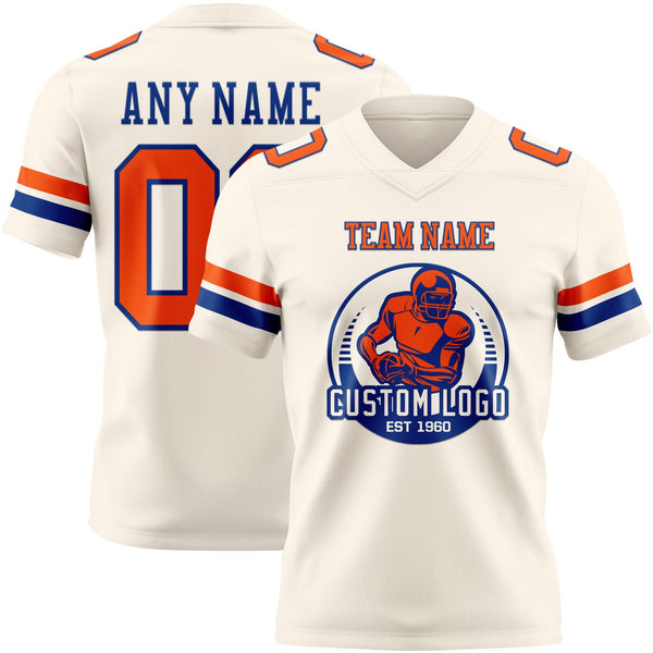 Custom Cream Orange-Royal Authentic Football Jersey alternate