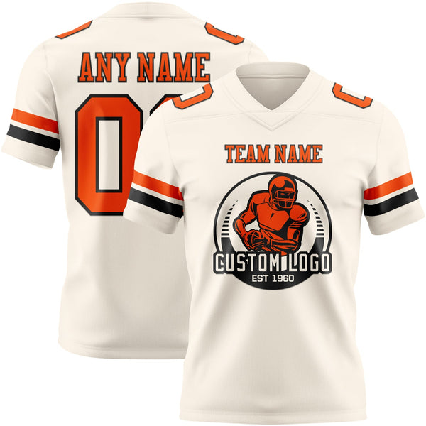 Custom Cream Orange-Black Authentic Football Jersey alternate