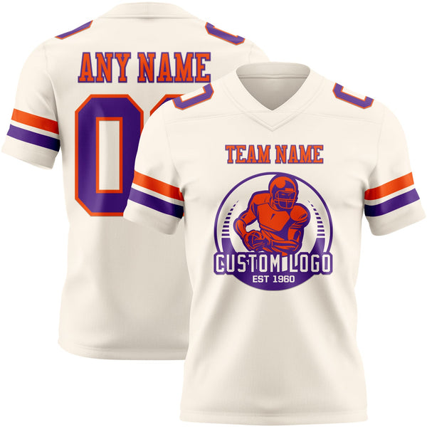 Custom Cream Purple-Orange Authentic Football Jersey alternate