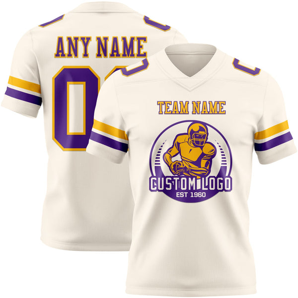 Custom Cream Purple-Gold Authentic Football Jersey alternate