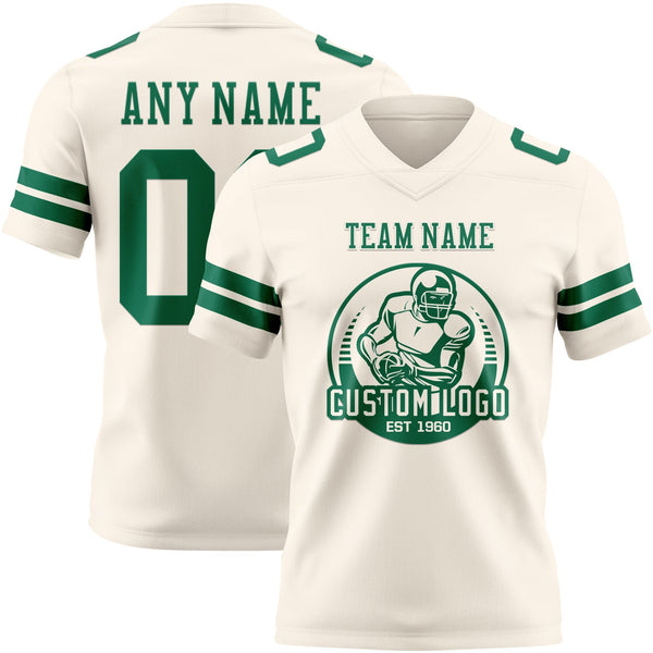 Custom Cream Kelly Green Authentic Football Jersey alternate