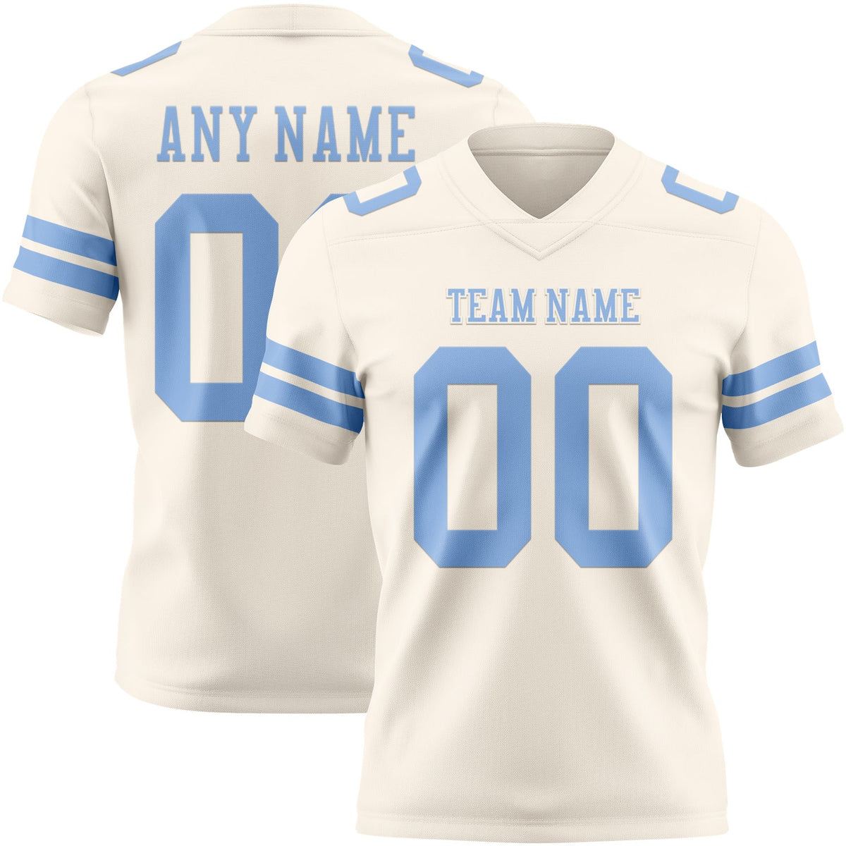 Custom Cream Light Blue Authentic Football Jersey