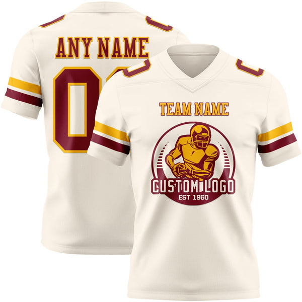 Custom Cream Crimson-Gold Authentic Football Jersey alternate