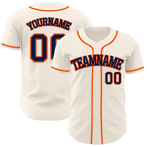 Custom Cream Navy-Orange Authentic Baseball Jersey