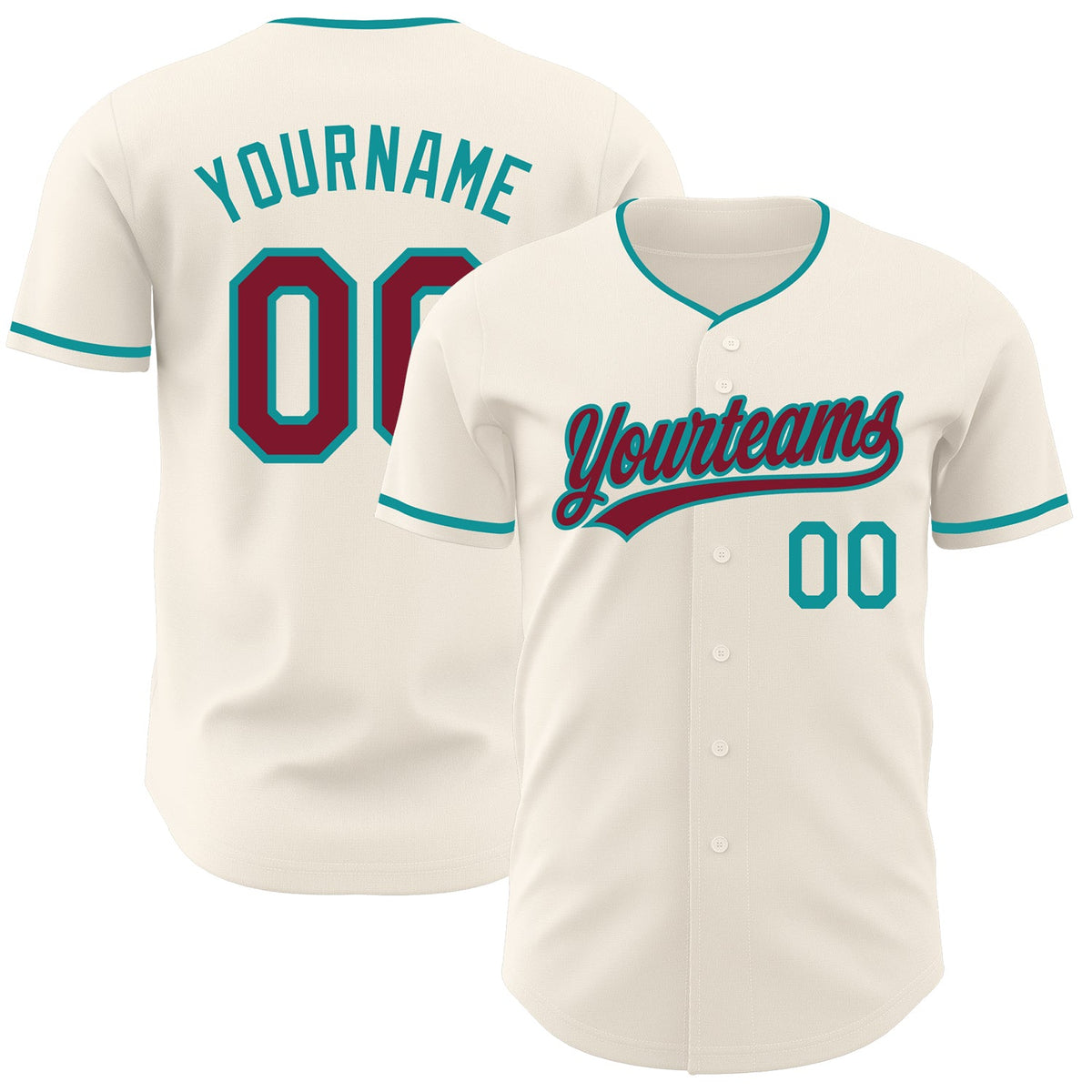 Custom Cream Crimson-Teal Authentic Baseball Jersey