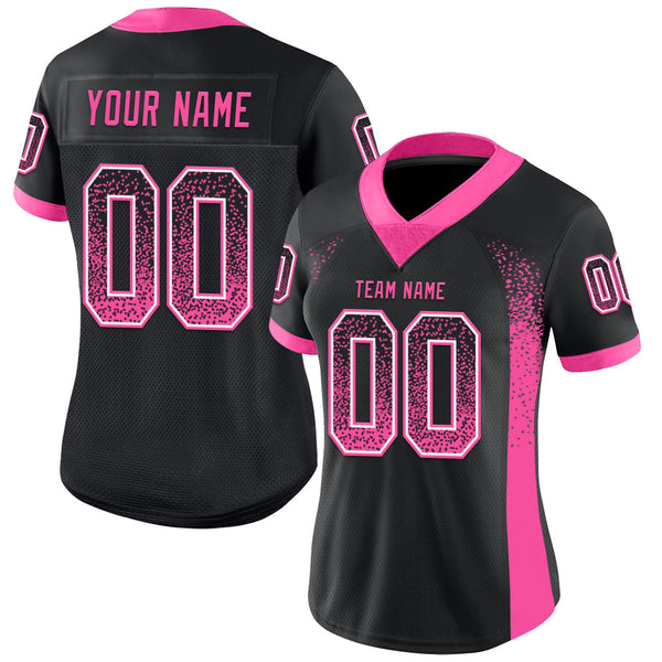 Custom Black Pink-White Drift Fashion Football Jersey alternate
