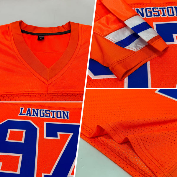 Custom Orange Royal-White Mesh Authentic Football Jersey alternate