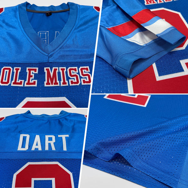 Custom Powder Blue Red-White Mesh Authentic Football Jersey alternate