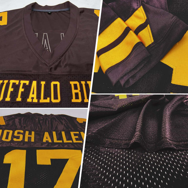 Custom Brown Gold Mesh Authentic Football Jersey alternate