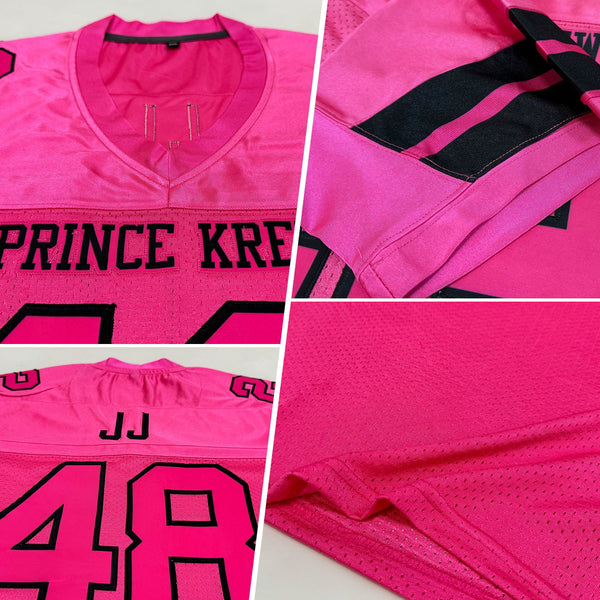 Custom Pink Pink-Black Mesh Authentic Football Jersey alternate