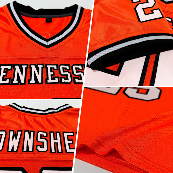 Custom Orange White-Black Mesh Authentic Throwback Football Jersey alternate