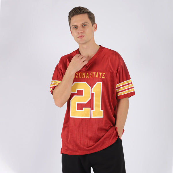 Custom Red Gold-White Mesh Authentic Football Jersey alternate