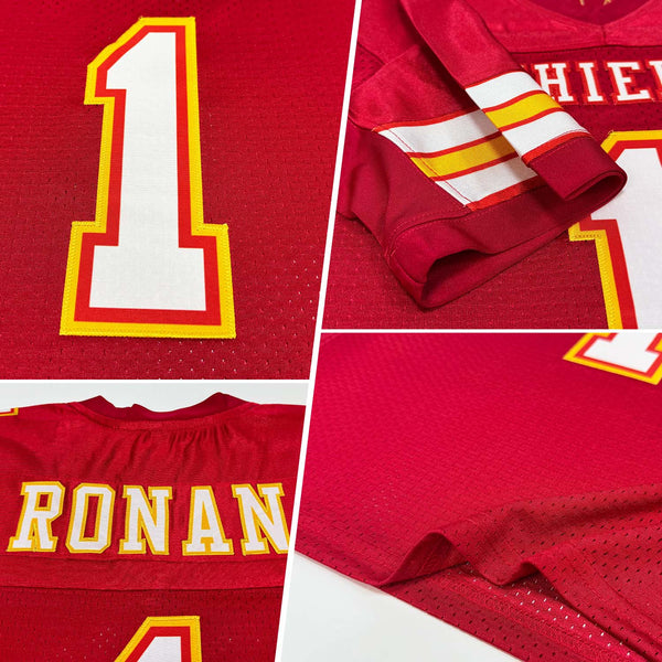 Custom Scarlet White-Gold Mesh Authentic Football Jersey alternate