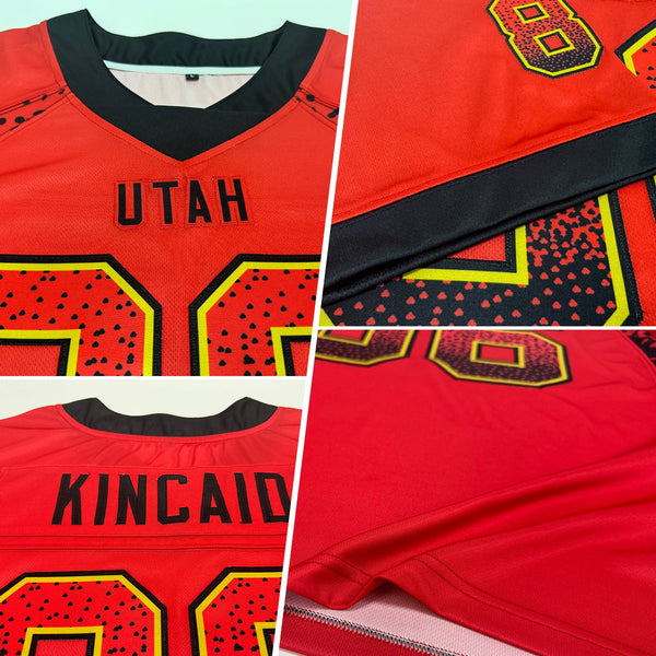 Custom Red Black-Old Gold Drift Fashion Football Jersey alternate