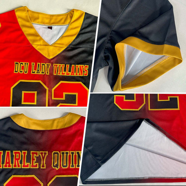 Custom Black Red-Old Gold Authentic Gradient Fashion Football Jersey alternate