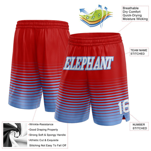 Custom Red White-Light Blue Pinstripe Fade Fashion Authentic Basketball Shorts alt