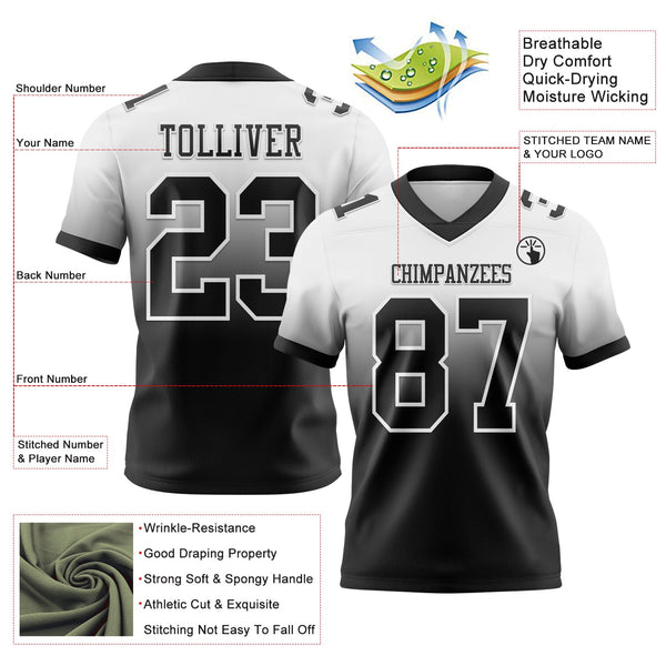 Custom White Black Authentic Fade Fashion Football Jersey alternate
