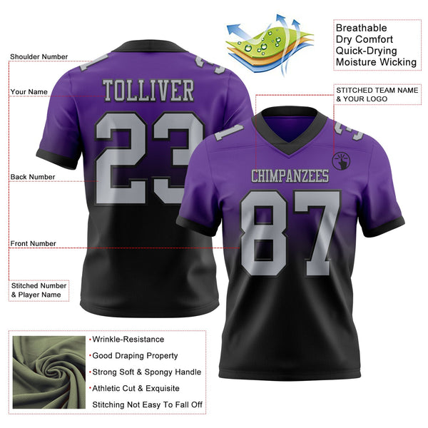 Custom Purple Gray-Black Authentic Fade Fashion Football Jersey alternate