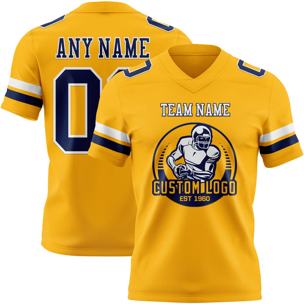 Custom Gold Nvay-White Authentic Football Jersey alternate