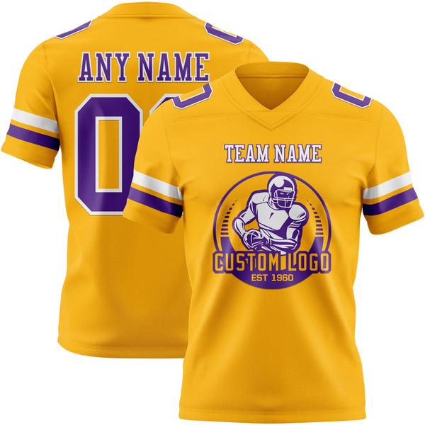 Custom Gold Purple-White Authentic Football Jersey alternate