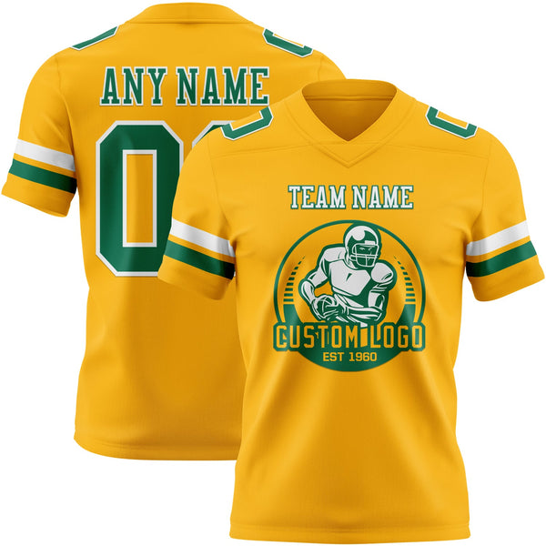 Custom Gold Kelly Green-White Authentic Football Jersey alternate