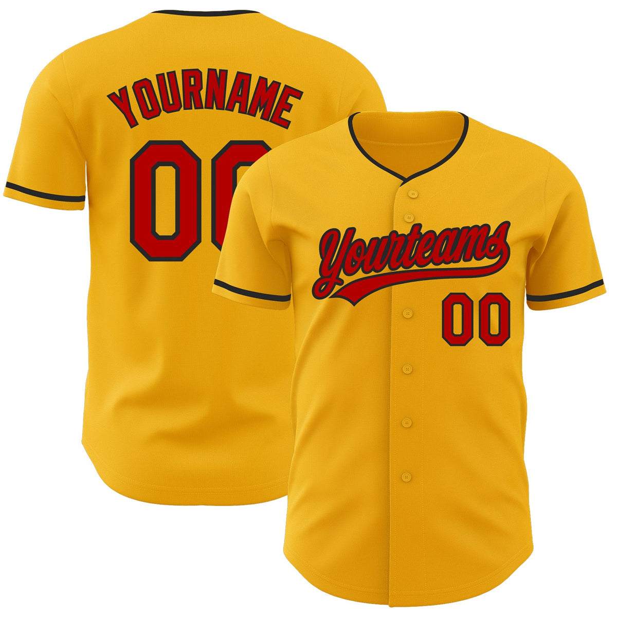 Custom Gold Red-Black Authentic Baseball Jersey