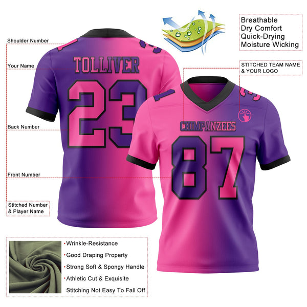 Custom Purple Pink-Black Authentic Gradient Fashion Football Jersey alternate