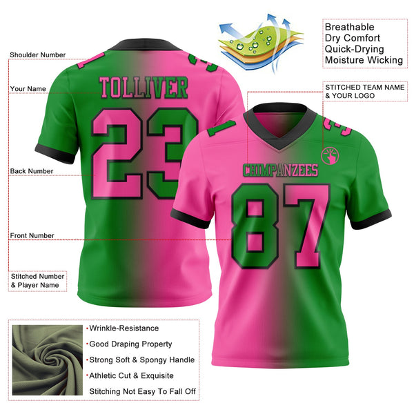 Custom Grass Green Pink-Black Authentic Gradient Fashion Football Jersey alternate