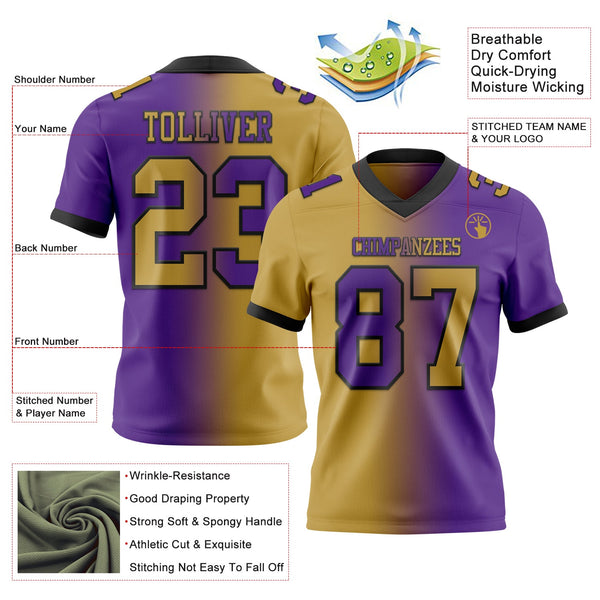 Custom Purple Old Gold-Black Authentic Gradient Fashion Football Jersey alternate