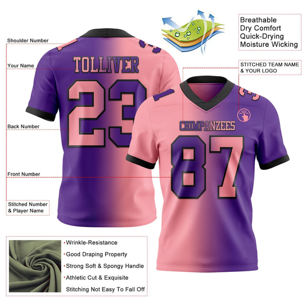 Custom Purple Medium Pink-Black Authentic Gradient Fashion Football Jersey alternate