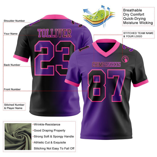 Custom Black Purple-Pink Authentic Gradient Fashion Football Jersey alternate