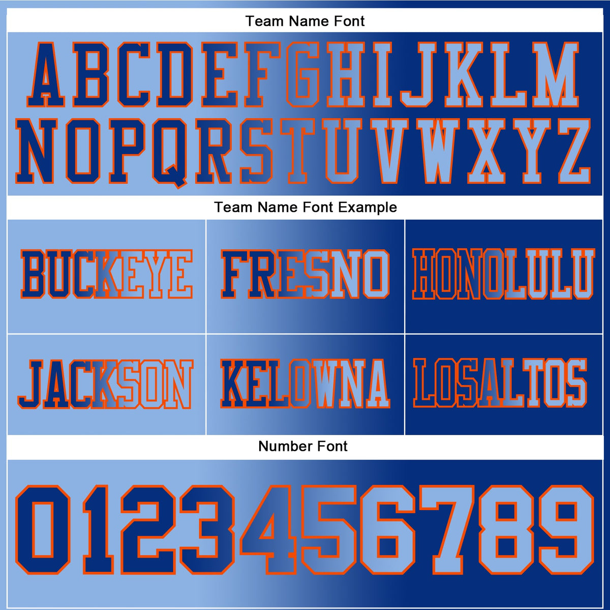 Custom Royal Light Blue-Orange Authentic Gradient Fashion Football Jersey - Front