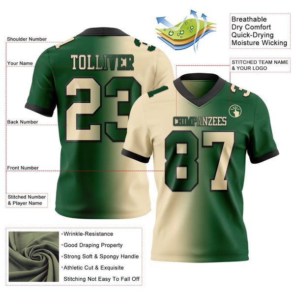 Custom Green Cream-Black Authentic Gradient Fashion Football Jersey alternate