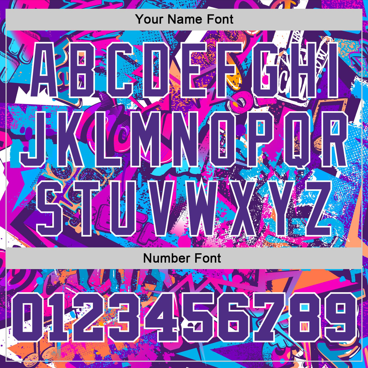 Custom Graffiti Pattern Purple-White 3D Words Authentic Basketball Jersey - Detail