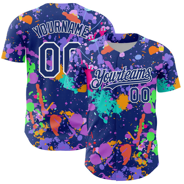 Custom Graffiti Pattern Royal-White Authentic Baseball Jersey