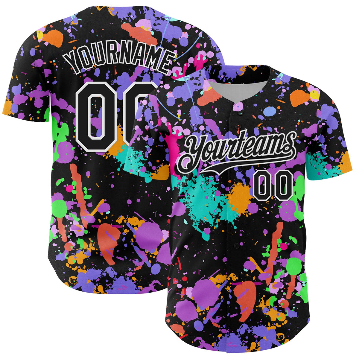 Custom Graffiti Pattern Black-White Authentic Baseball Jersey