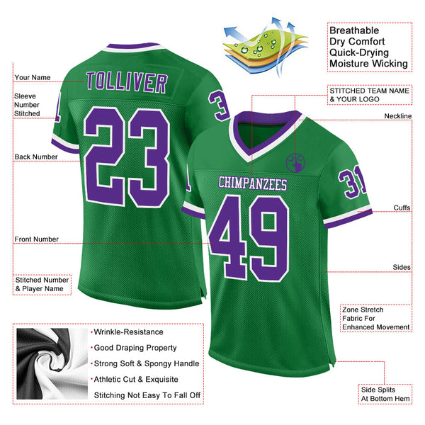 Custom Grass Green Purple-White Mesh Authentic Throwback Football Jersey alternate