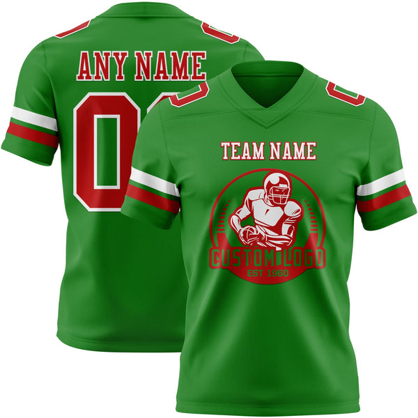Custom Grass Green Red-White Authentic Football Jersey alternate