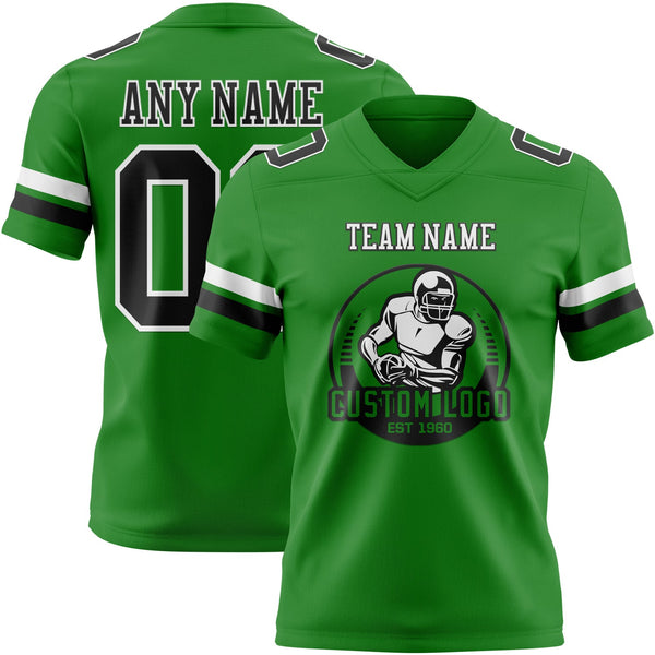 Custom Grass Green Black-White Authentic Football Jersey alternate