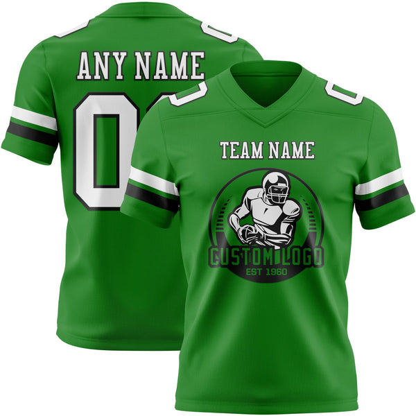 Custom Grass Green White-Black Authentic Football Jersey alternate