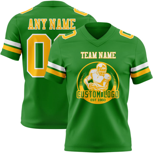 Custom Grass Green Gold-White Authentic Football Jersey alternate