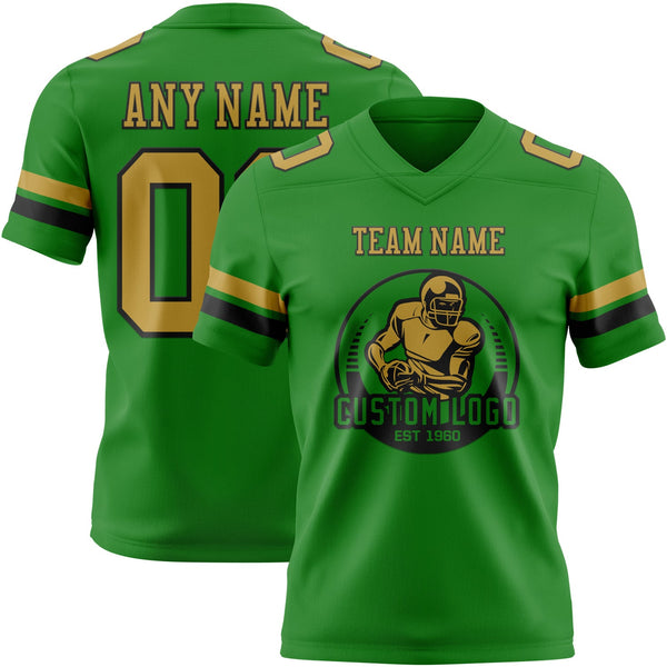 Custom Grass Green Old Gold-Black Authentic Football Jersey alternate
