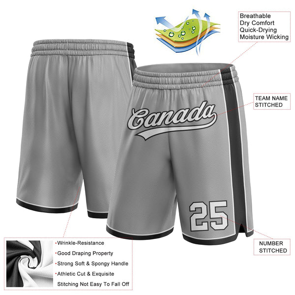 Custom Gray White-Black Authentic Basketball Shorts alternate