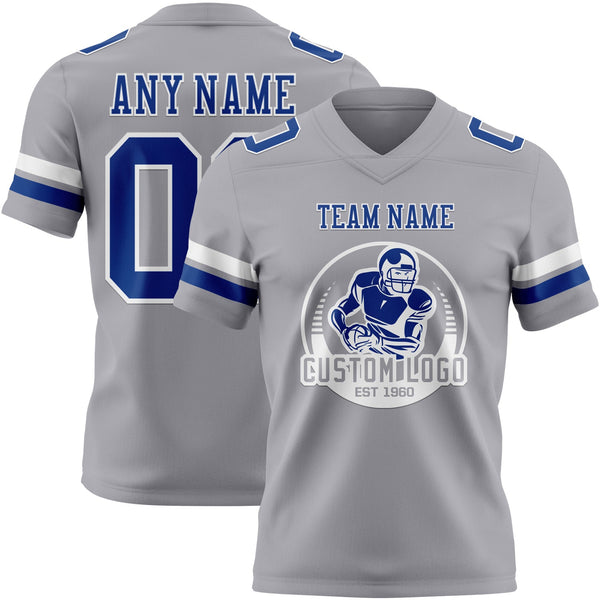 Custom Gray Royal-White Authentic Football Jersey alternate